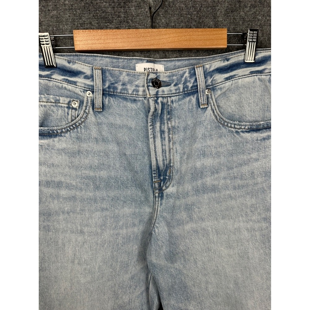 Pistola Kacey‎ Mid-Rise Cuffed Boyfriend Jeans Women 30 Light Blue Crop Relaxed - Picture 10 of 11
